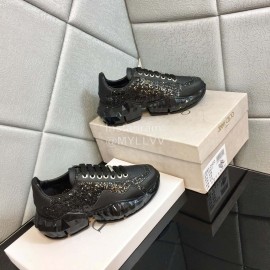 Jimmy Choo Bright Calf Thick Soles Sneakers For Women Black