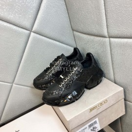 Jimmy Choo Bright Calf Thick Soles Sneakers For Women Black