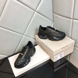 Jimmy Choo Bright Calf Thick Soles Sneakers For Women Black