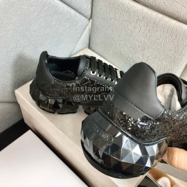 Jimmy Choo Bright Calf Thick Soles Sneakers For Women Black