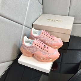 Jimmy Choo Bright Calf Thick Soles Sneakers For Women Pink