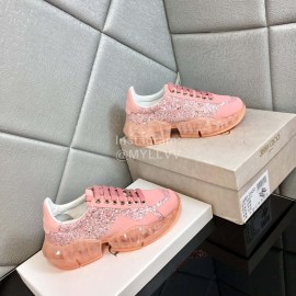 Jimmy Choo Bright Calf Thick Soles Sneakers For Women Pink