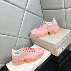 Jimmy Choo Bright Calf Thick Soles Sneakers For Women Pink