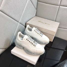 Jimmy Choo Bright Calf Thick Soles Sneakers For Women White