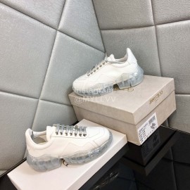 Jimmy Choo Bright Calf Thick Soles Sneakers For Women White