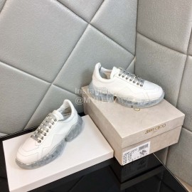 Jimmy Choo Bright Calf Thick Soles Sneakers For Women White
