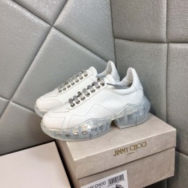 Jimmy Choo Bright Calf Thick Soles Sneakers For Women White