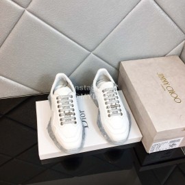 Jimmy Choo Bright Calf Thick Soles Sneakers For Women White