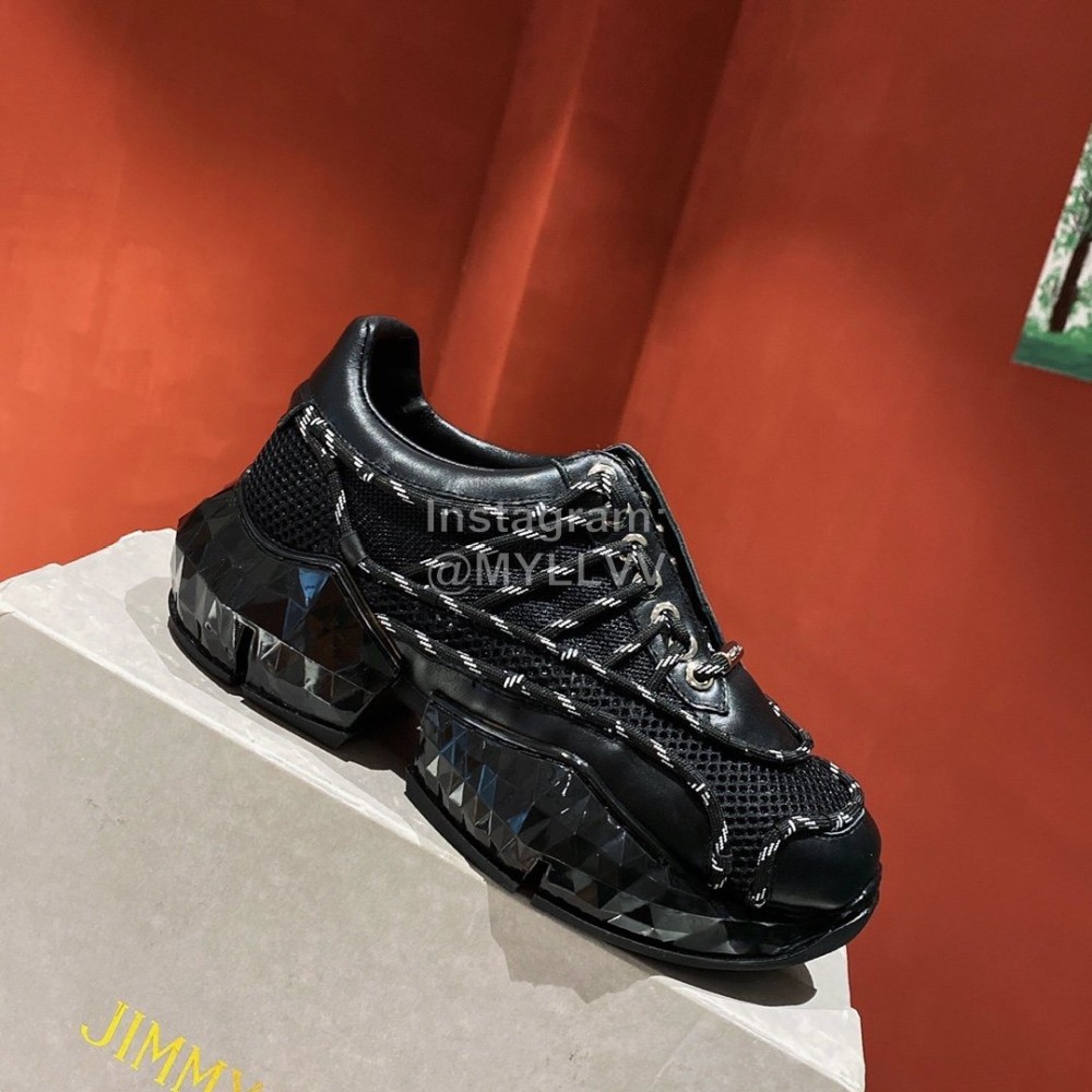 Jimmy Choo Bright Calf Thick Soles Black Sneakers For Women 