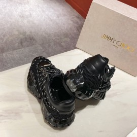 Jimmy Choo Bright Calf Thick Soles Black Sneakers For Women 