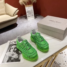 Jimmy Choo Bright Calf Thick Soles Sneakers For Women Green