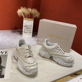 Jimmy Choo New Calf Thick Soles Sneakers For Women White