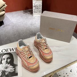 Jimmy Choo New Calf Thick Soles Sneakers For Women Khaki