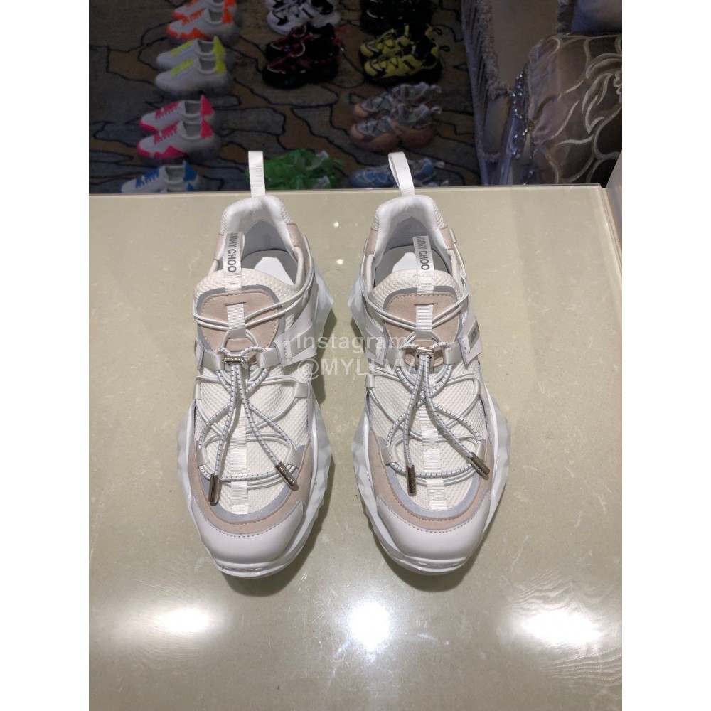 Jimmy Choo New Calf Thick Soles White Sneakers For Women 