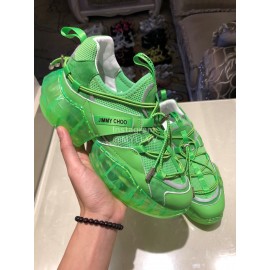 Jimmy Choo New Calf Thick Soles Sneakers For Women Green