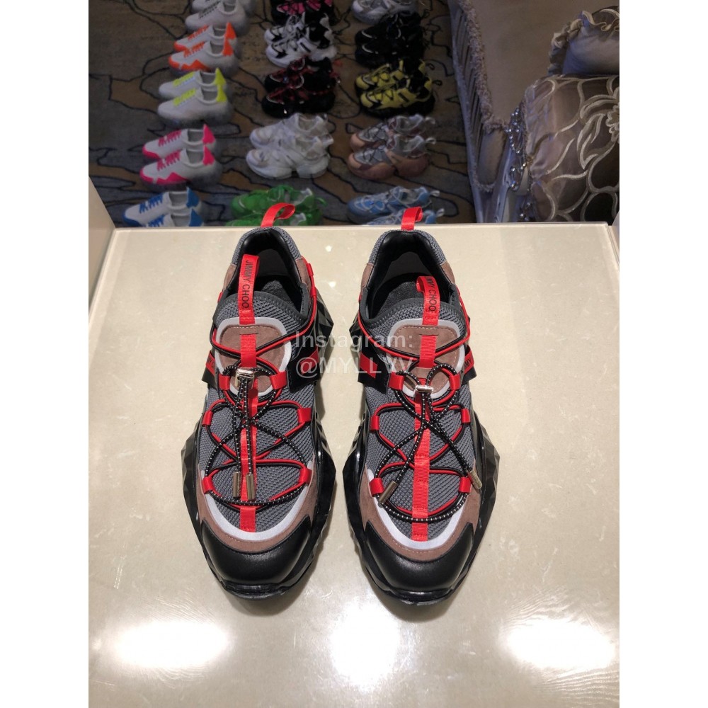 Jimmy Choo New Calf Thick Soles Sneakers Gray For Women 