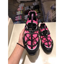 Jimmy Choo New Calf Thick Soles Sneakers For Women Rose Red 