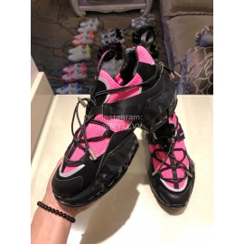 Jimmy Choo New Calf Thick Soles Sneakers For Women Rose Red 