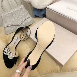 Jimmy Choo Soft Sheepskin Crystal High Heel Sandals For Women Black