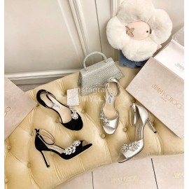 Jimmy Choo Soft Sheepskin Crystal High Heel Sandals For Women Black