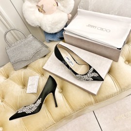 Jimmy Choo Fashion Sheepskin Crystal High Heels For Women Black