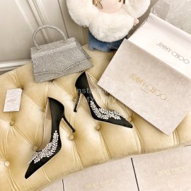 Jimmy Choo Fashion Sheepskin Crystal High Heels For Women Black