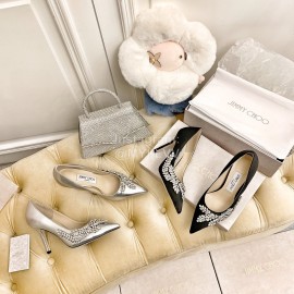 Jimmy Choo Fashion Sheepskin Crystal High Heels For Women Black