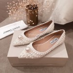 Jimmy Choo Elegant Pearl Flat Heel Shoes For Women 