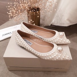 Jimmy Choo Elegant Pearl Flat Heel Shoes For Women 