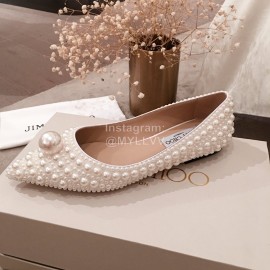 Jimmy Choo Elegant Pearl Flat Heel Shoes For Women 