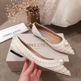 Jimmy Choo Elegant Pearl Flat Heel Shoes For Women 