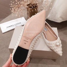 Jimmy Choo Elegant Pearl Flat Heel Shoes For Women 