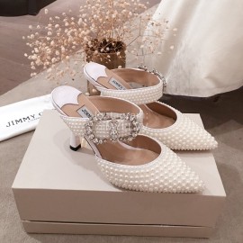 Jimmy Choo Elegant Pearl High Heel Sandals For Women 