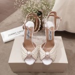 Jimmy Choo Elegant Pearl High Heel Sandals For Women White