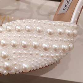 Jimmy Choo Elegant Pearl High Heel Sandals For Women White