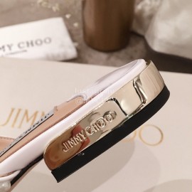 Jimmy Choo Elegant Pearl Flat Heel Slippers For Women White