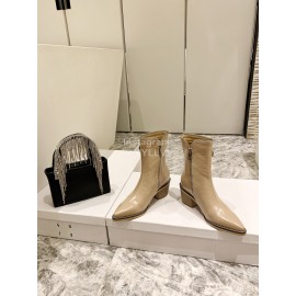 Jimmy Choo New Leather Zipper Pocket Short Boots For Women Apricot