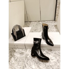 Jimmy Choo New Leather Zipper Pocket Short Boots For Women Black