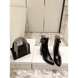 Jimmy Choo New Leather Zipper Pocket Short Boots For Women Black