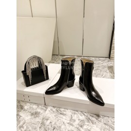Jimmy Choo New Leather Zipper Pocket Short Boots For Women Black