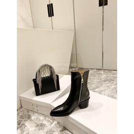 Jimmy Choo New Leather Zipper Pocket Short Boots For Women Black