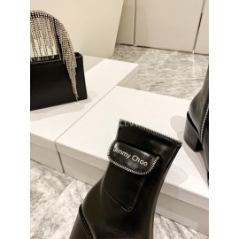 Jimmy Choo New Leather Zipper Pocket Short Boots For Women Black