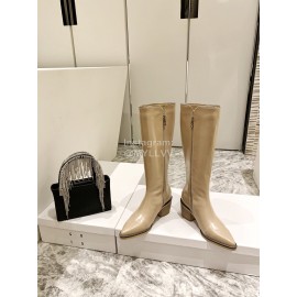 Jimmy Choo New Leather Zipper Pocket Boots For Women Apricot