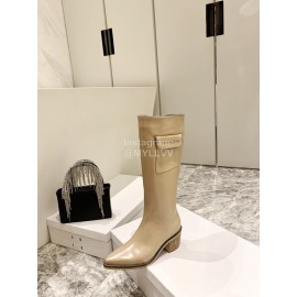 Jimmy Choo New Leather Zipper Pocket Boots For Women Apricot