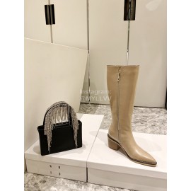 Jimmy Choo New Leather Zipper Pocket Boots For Women Apricot