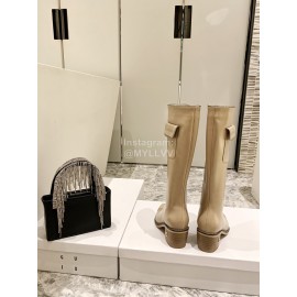 Jimmy Choo New Leather Zipper Pocket Boots For Women Apricot