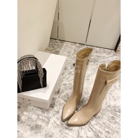Jimmy Choo New Leather Zipper Pocket Boots For Women Apricot