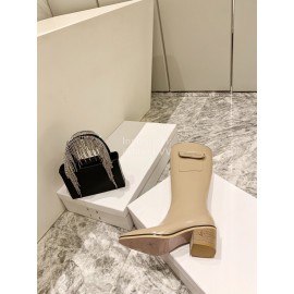 Jimmy Choo New Leather Zipper Pocket Boots For Women Apricot