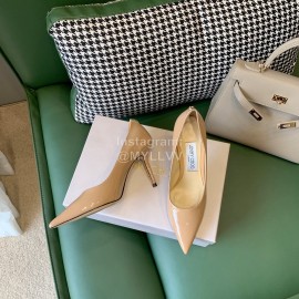 Jimmy Choo New Patent Leather Pointed High Heels For Women Apricot