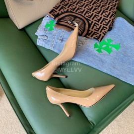 Jimmy Choo New Patent Leather Pointed High Heels For Women Apricot